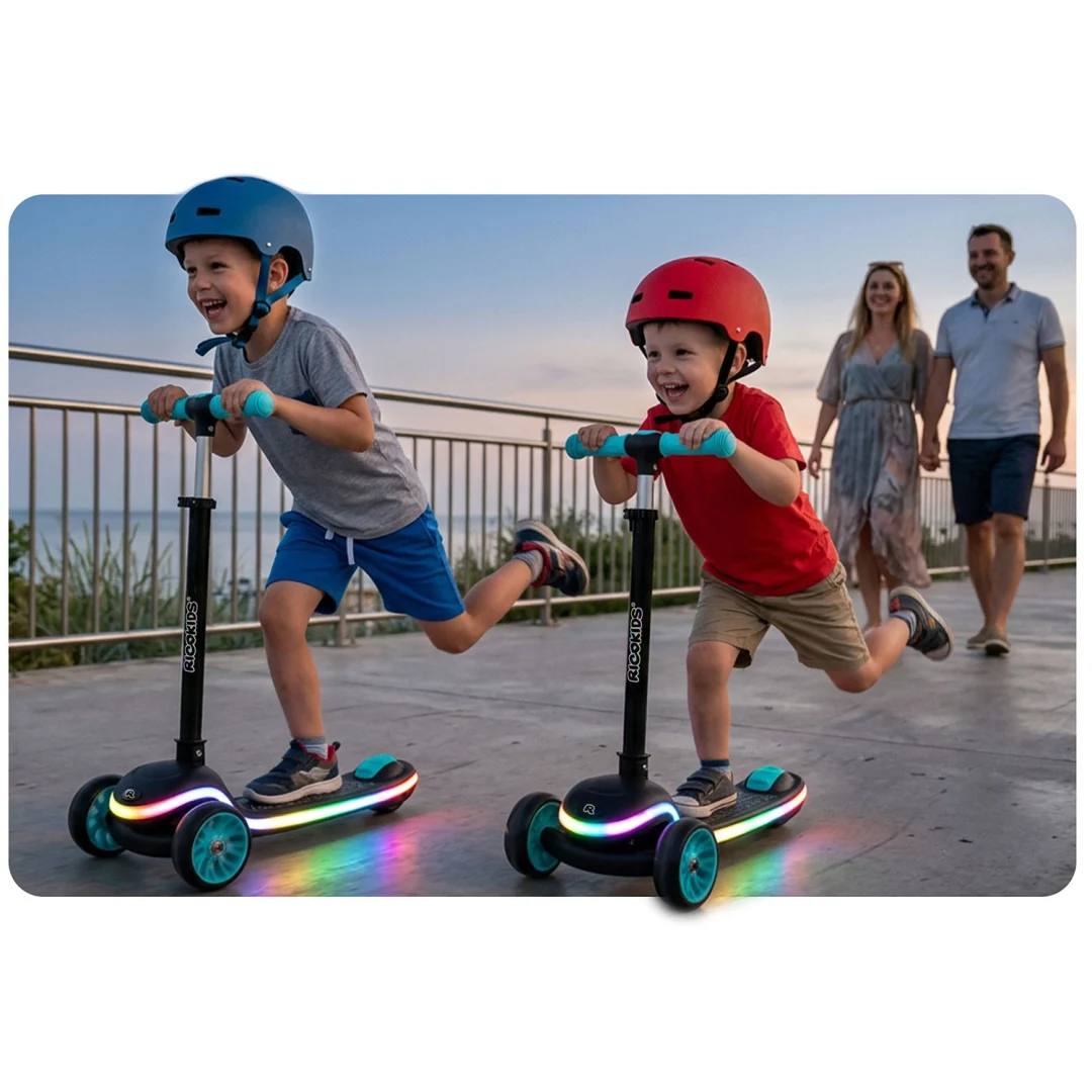 Ricokids Leddi LED skuter s tri kotača za djecu - crni i tirkizni_12