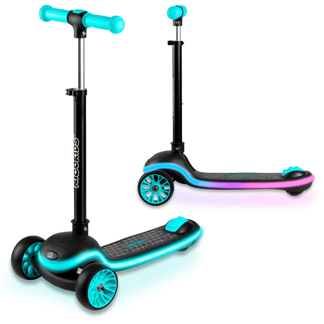Ricokids Leddi LED skuter s tri kotača za djecu - crni i tirkizni_13