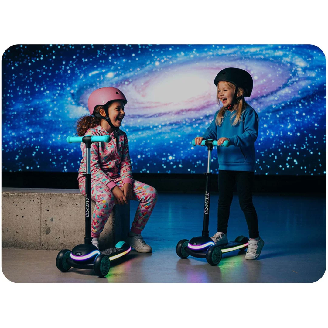 Ricokids Leddi LED skuter s tri kotača za djecu - crni i tirkizni_3