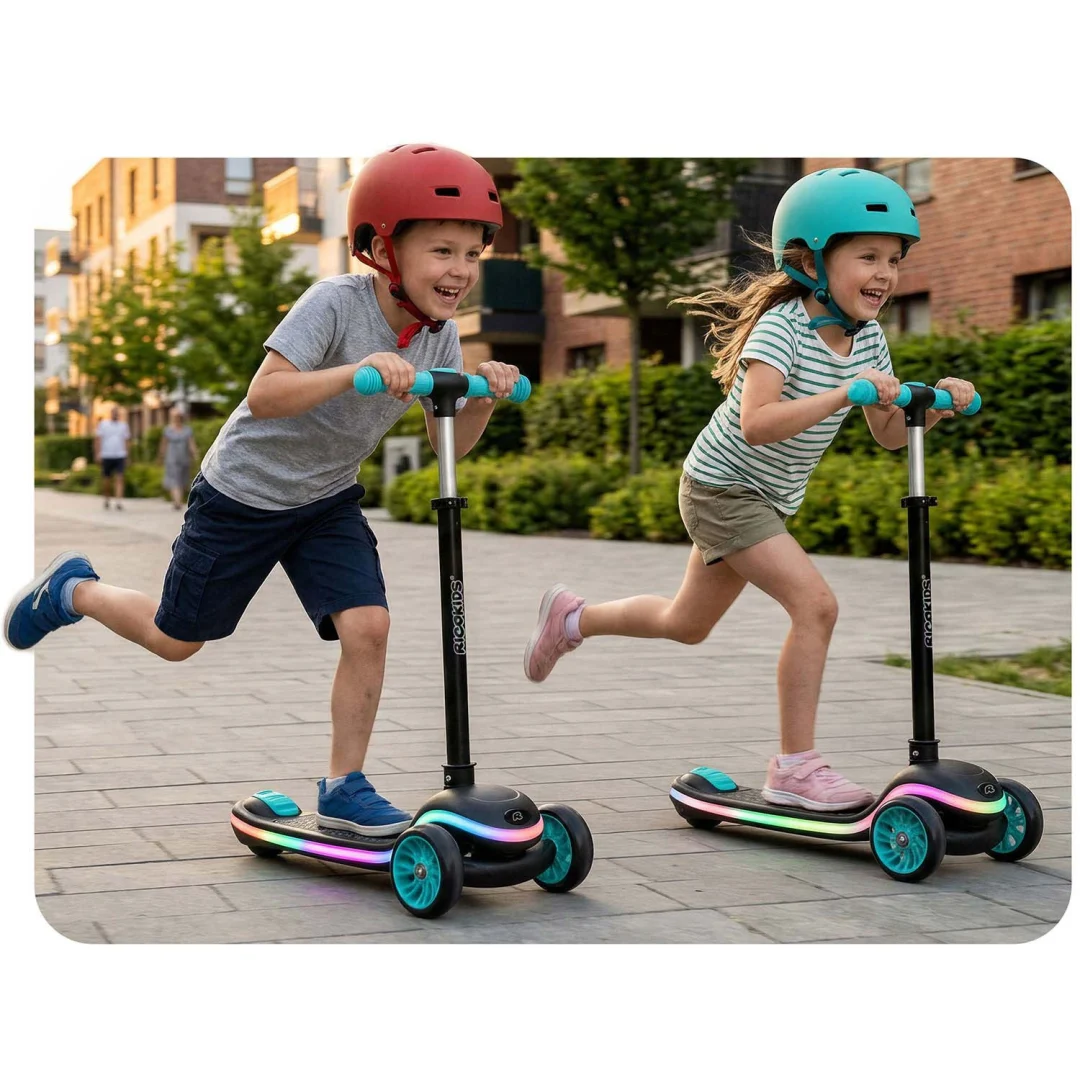 Ricokids Leddi LED skuter s tri kotača za djecu - crni i tirkizni_5