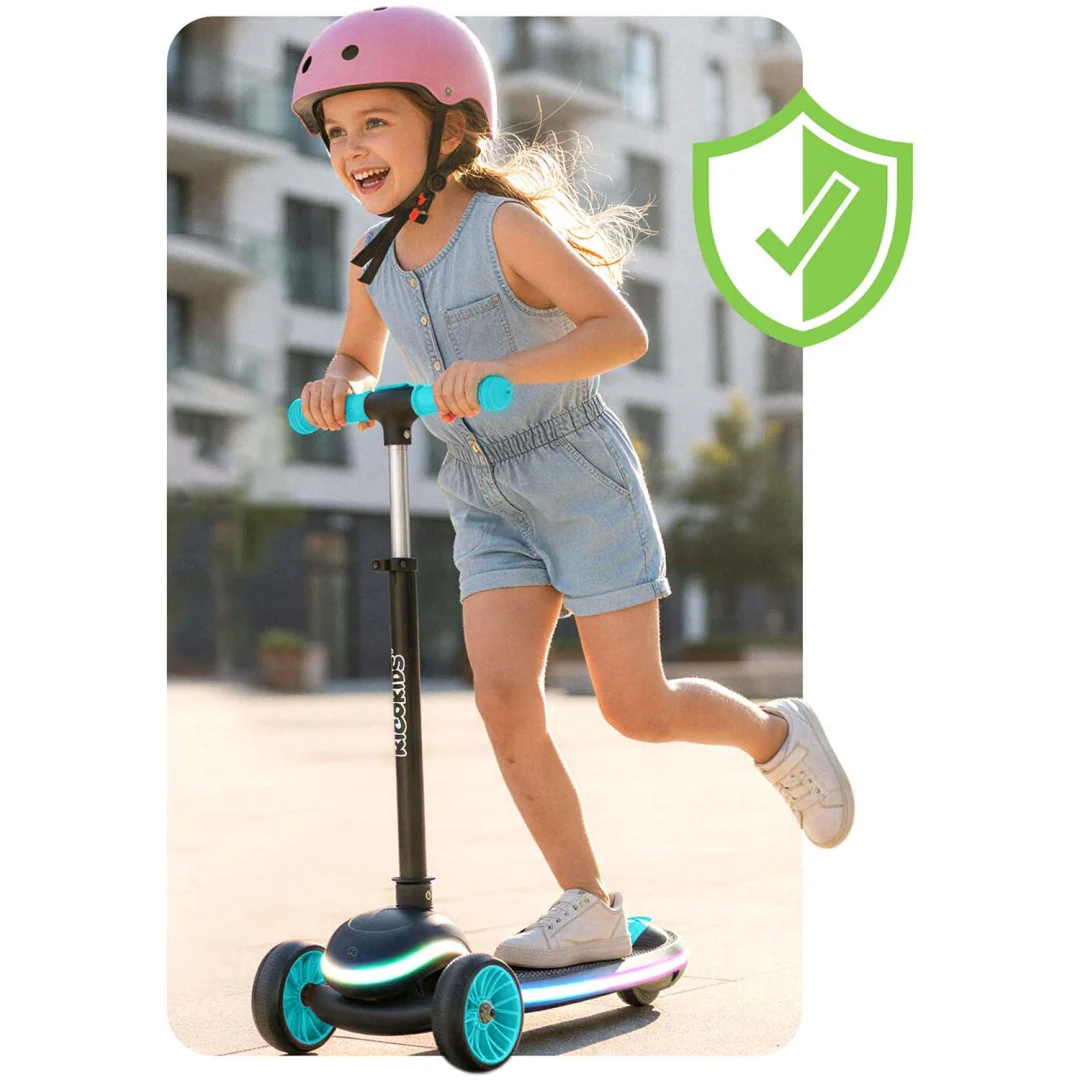 Ricokids Leddi LED skuter s tri kotača za djecu - crni i tirkizni_6