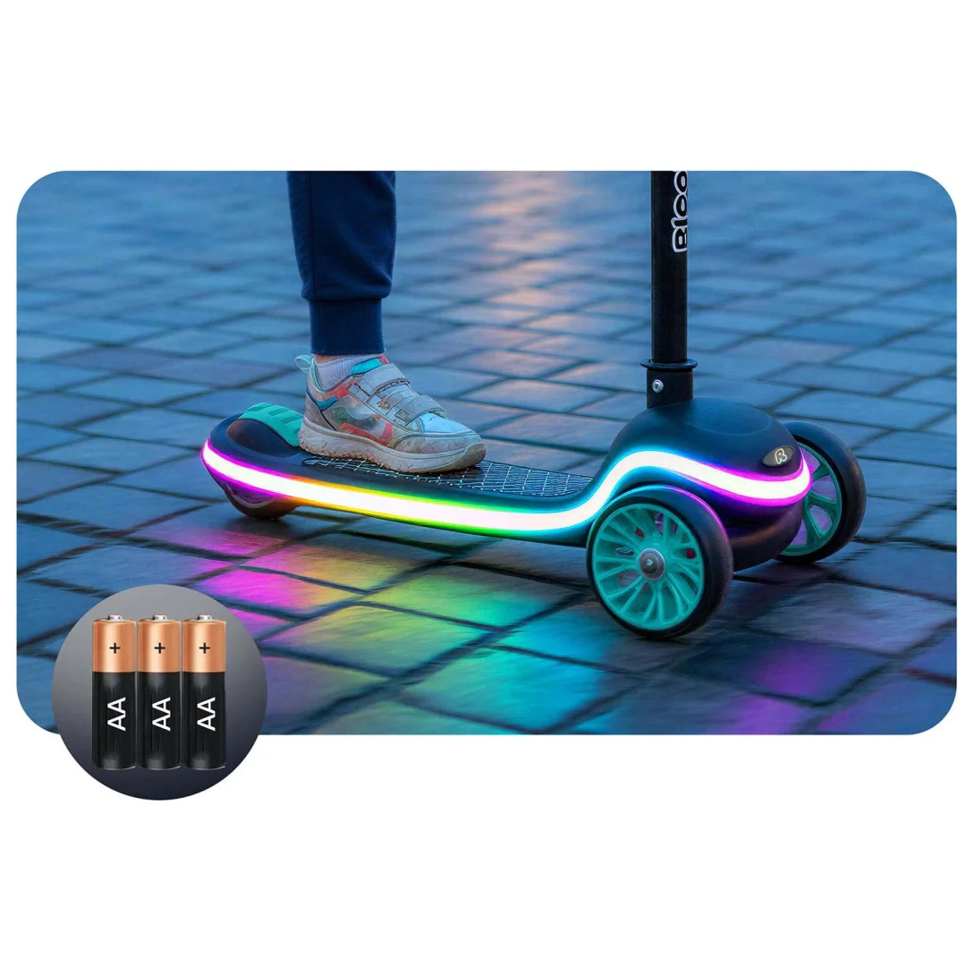 Ricokids Leddi LED skuter s tri kotača za djecu - crni i tirkizni_8