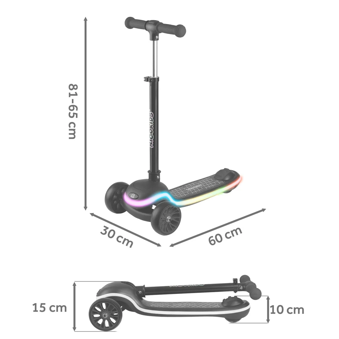 Ricokids Leddi trokotačni LED skuter za djecu - crni_12