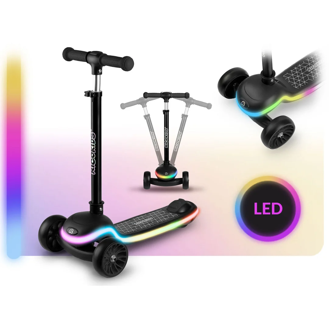 Ricokids Leddi trokotačni LED skuter za djecu - crni_2