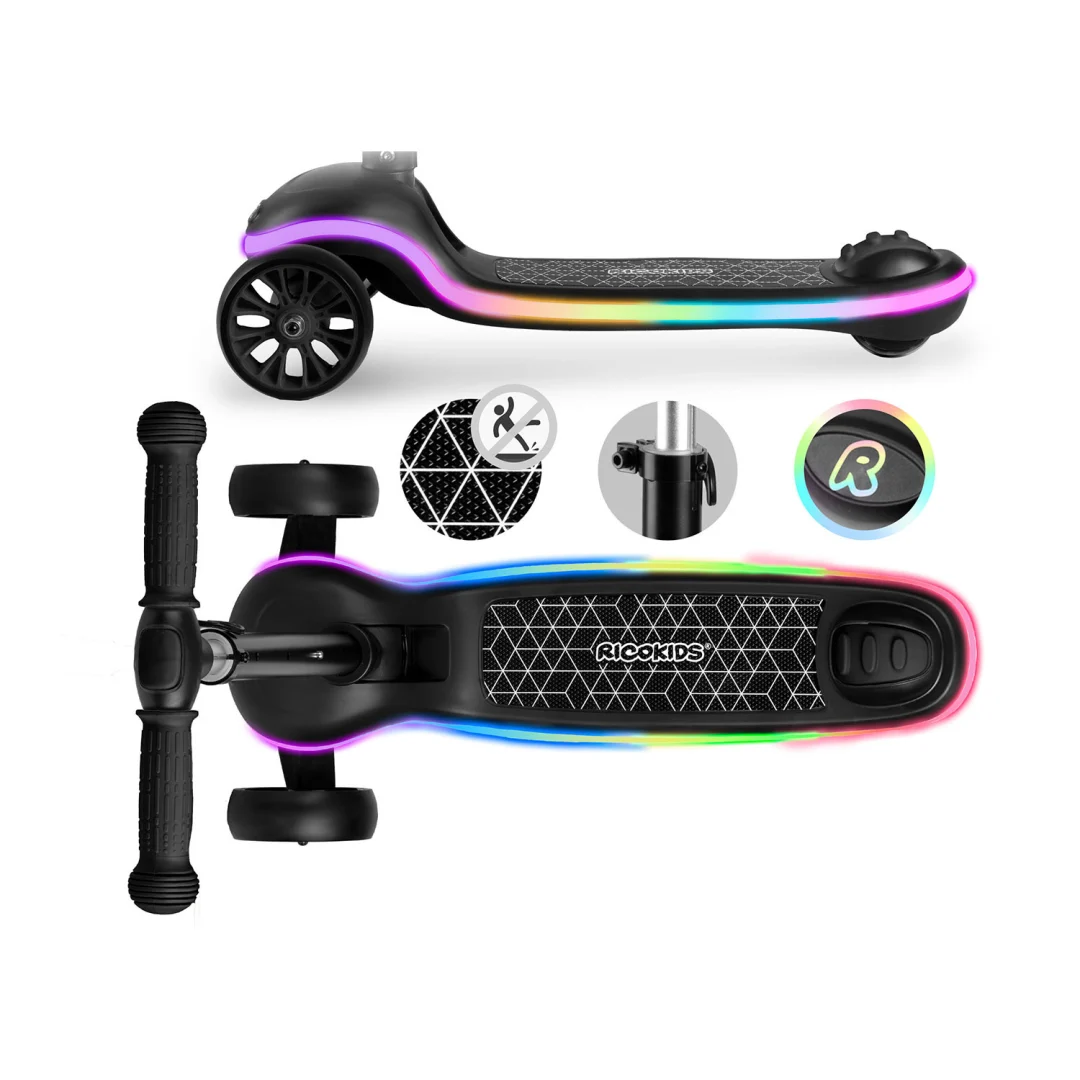 Ricokids Leddi trokotačni LED skuter za djecu - crni_4