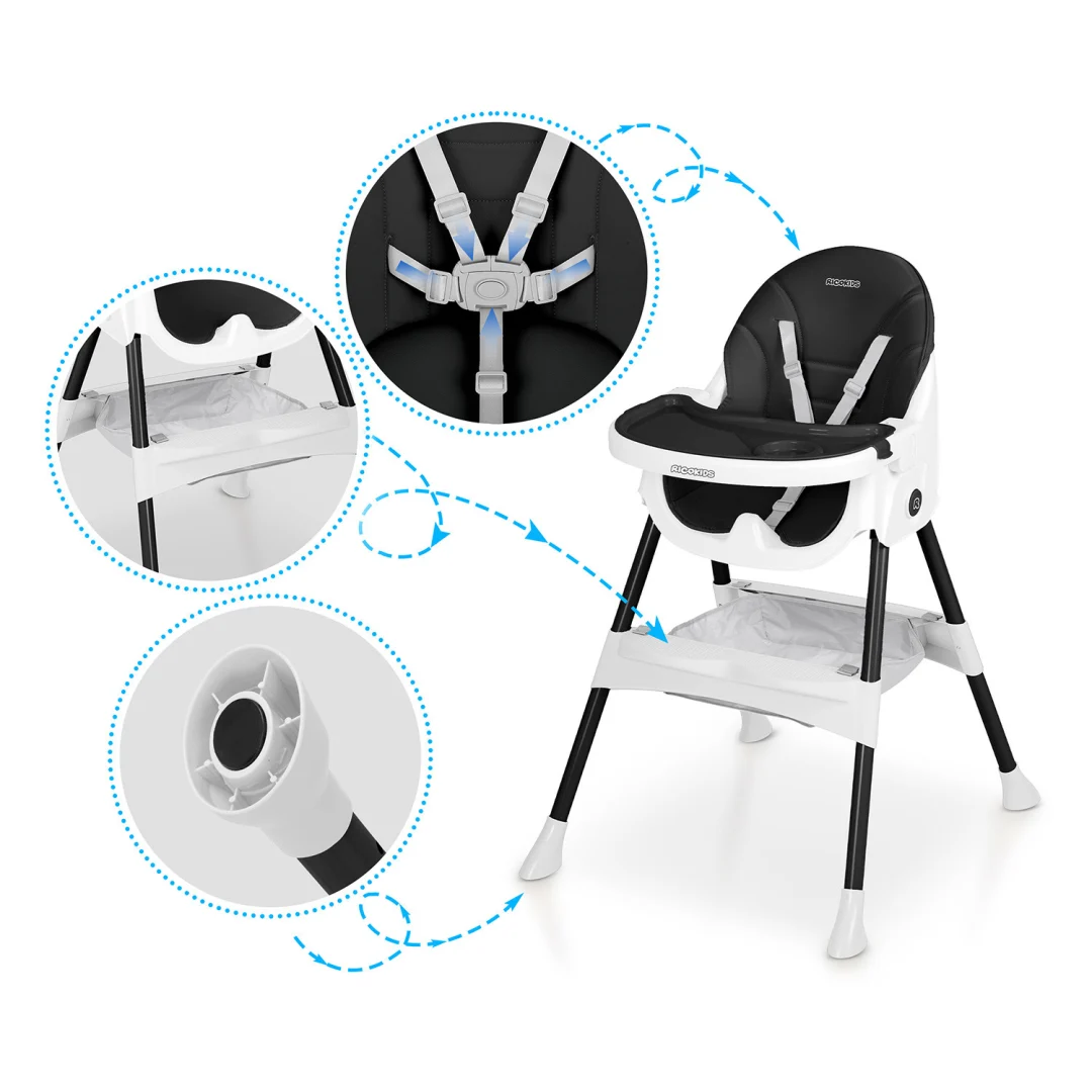 Ricokids Mani stolica za hranjenje crna_16