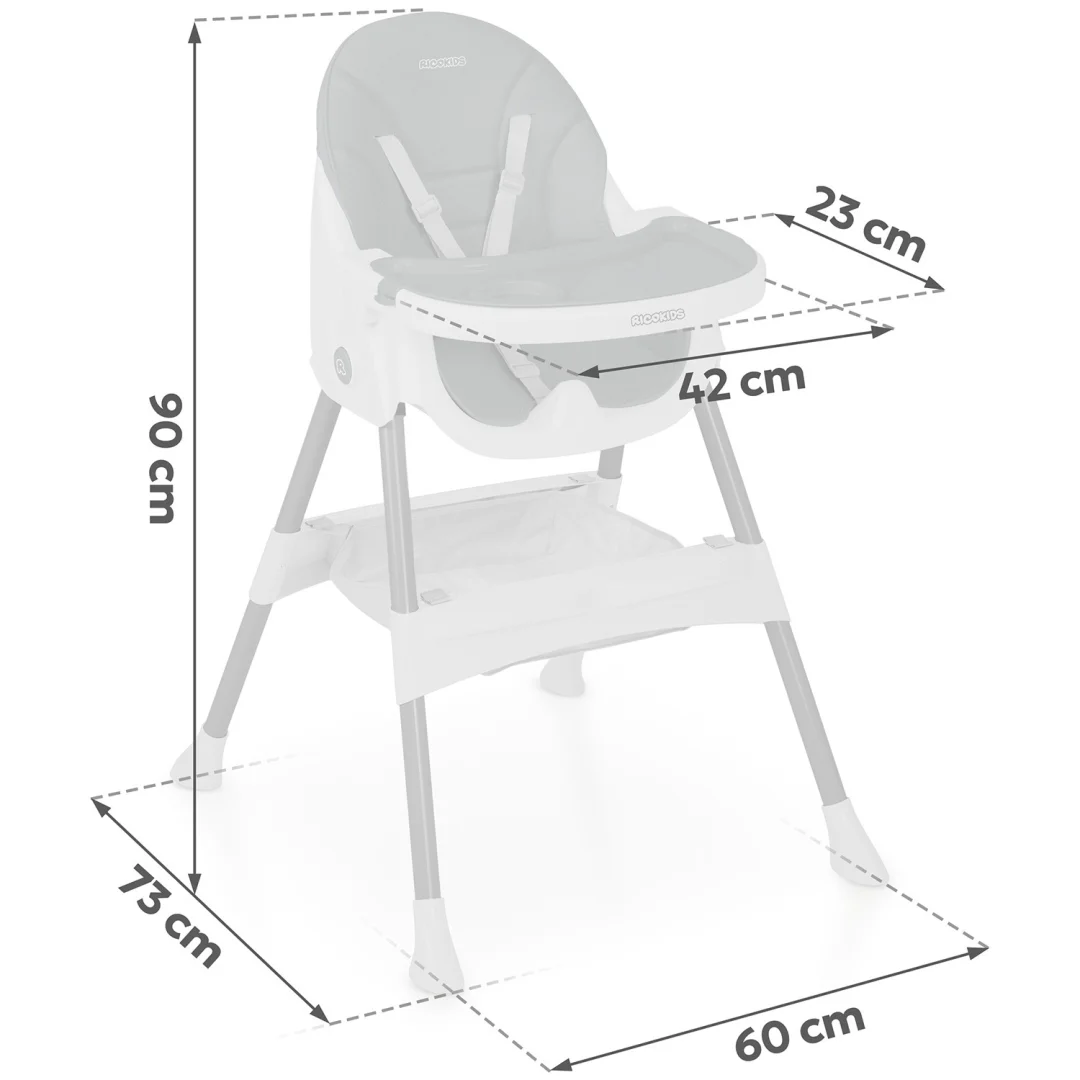 Ricokids Mani stolica za hranjenje, siva_7
