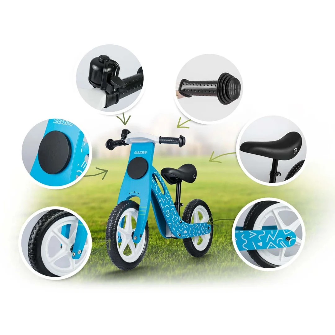 Ricokids RC-613 plavi drveni balansni bicikl_7