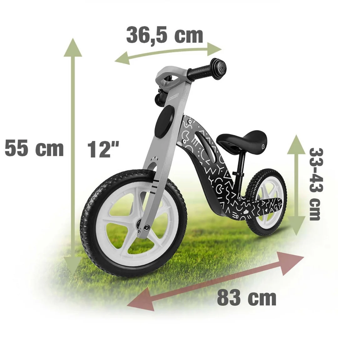 Ricokids RC-615 drveni balansni bicikl, crno-bijeli_10
