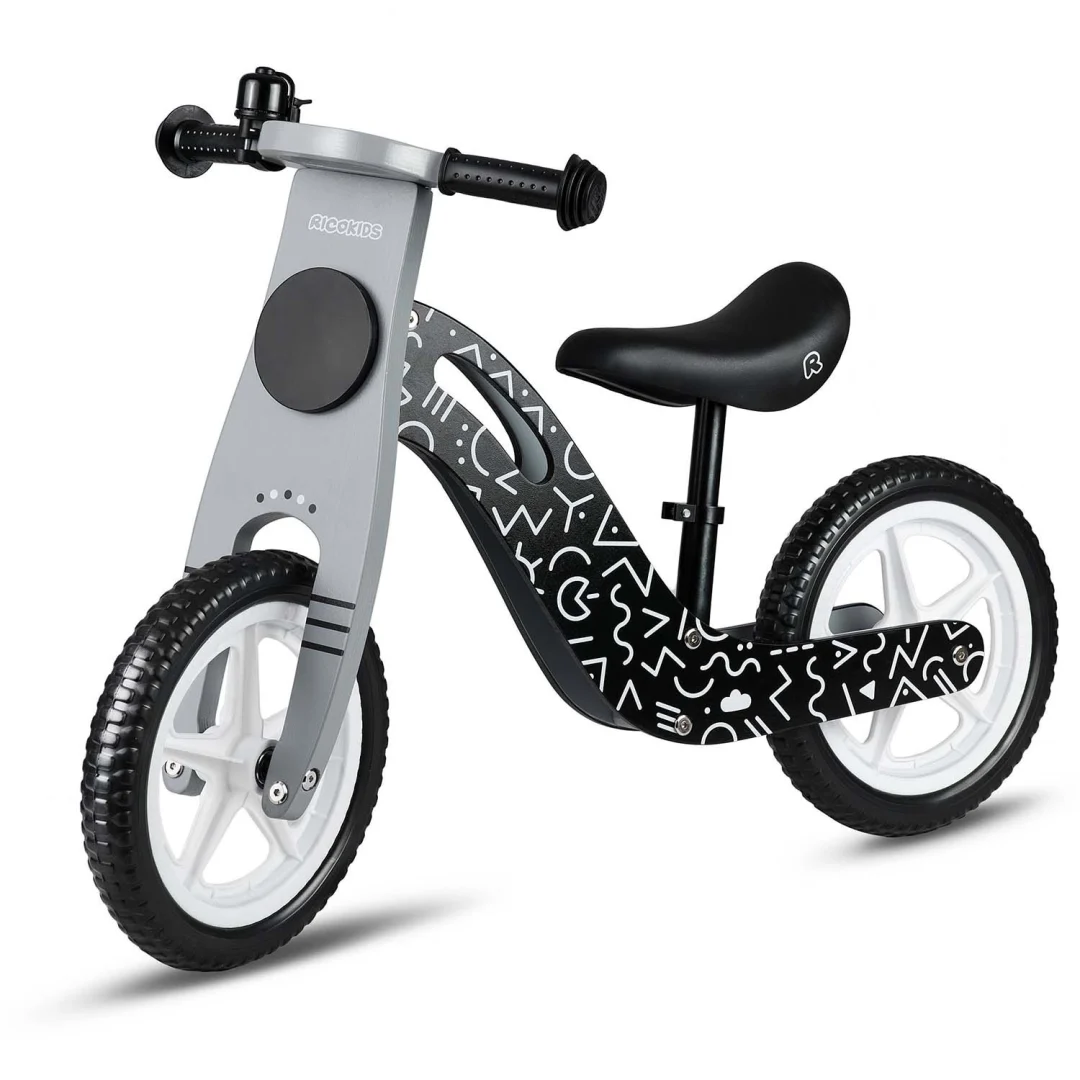Ricokids RC-615 drveni balansni bicikl, crno-bijeli_2