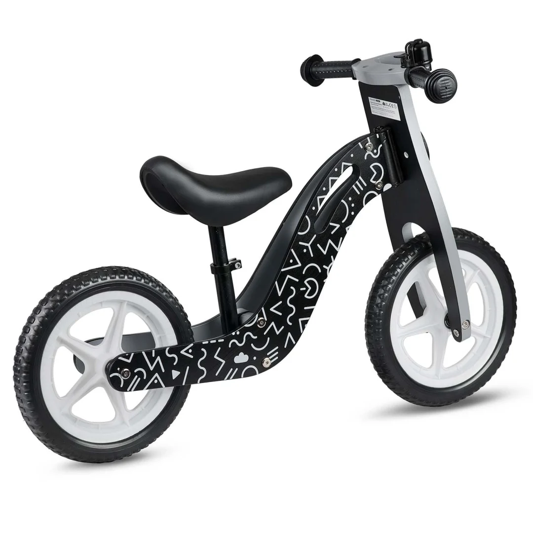 Ricokids RC-615 drveni balansni bicikl, crno-bijeli_3