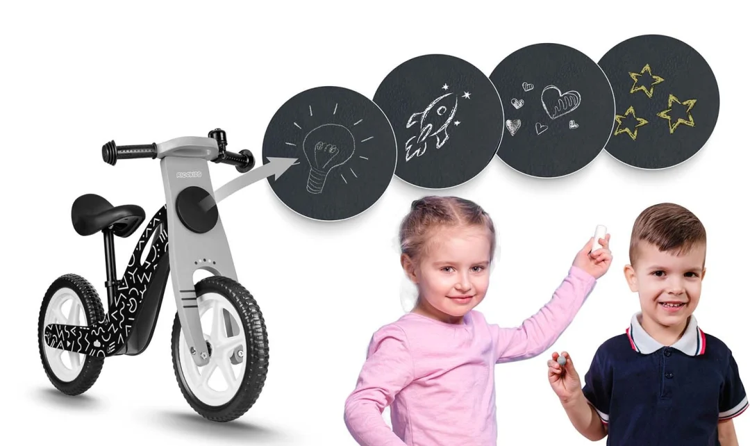 Ricokids RC-615 drveni balansni bicikl, crno-bijeli_7