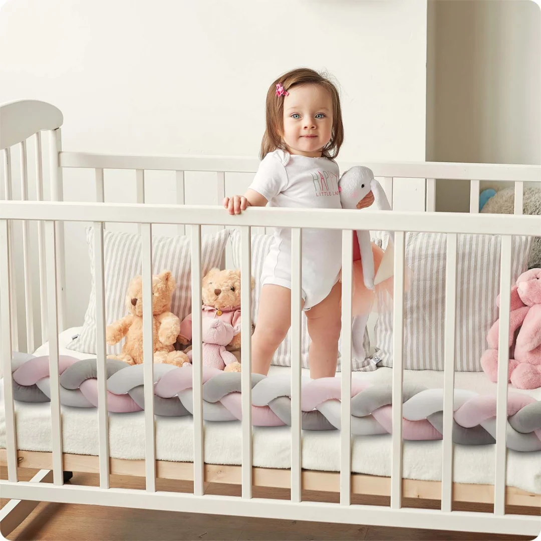 Ricokids ogrtač za dječji krevetić 2m - ružičasti i sivi_4