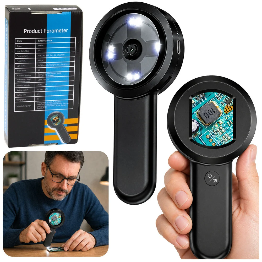 Ručni digitalni mikroskop 100× IPS zaslon 8 LED_1