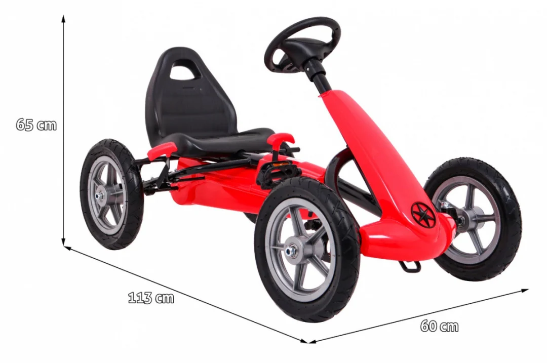 STAR pedalni go-kart za djecu 3+ crveni + podesivo sjedalo + napuhani kotači_2