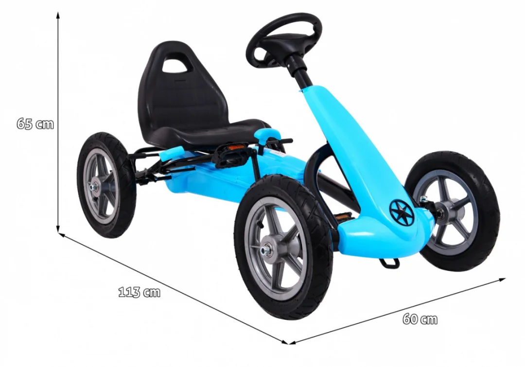 STAR pedalni go-kart za djecu 3+ plavi + podesivo sjedalo + napuhani kotači_2