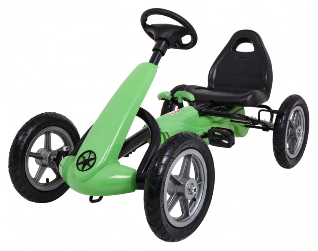 STAR pedalni go-kart za djecu 3+ zeleni + podesivo sjedalo + napuhani kotači_1
