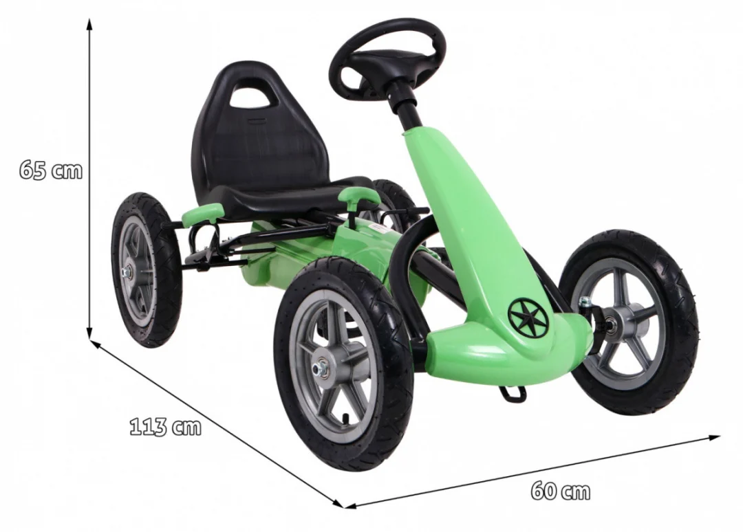 STAR pedalni go-kart za djecu 3+ zeleni + podesivo sjedalo + napuhani kotači_2