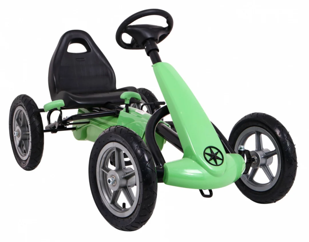 STAR pedalni go-kart za djecu 3+ zeleni + podesivo sjedalo + napuhani kotači_8