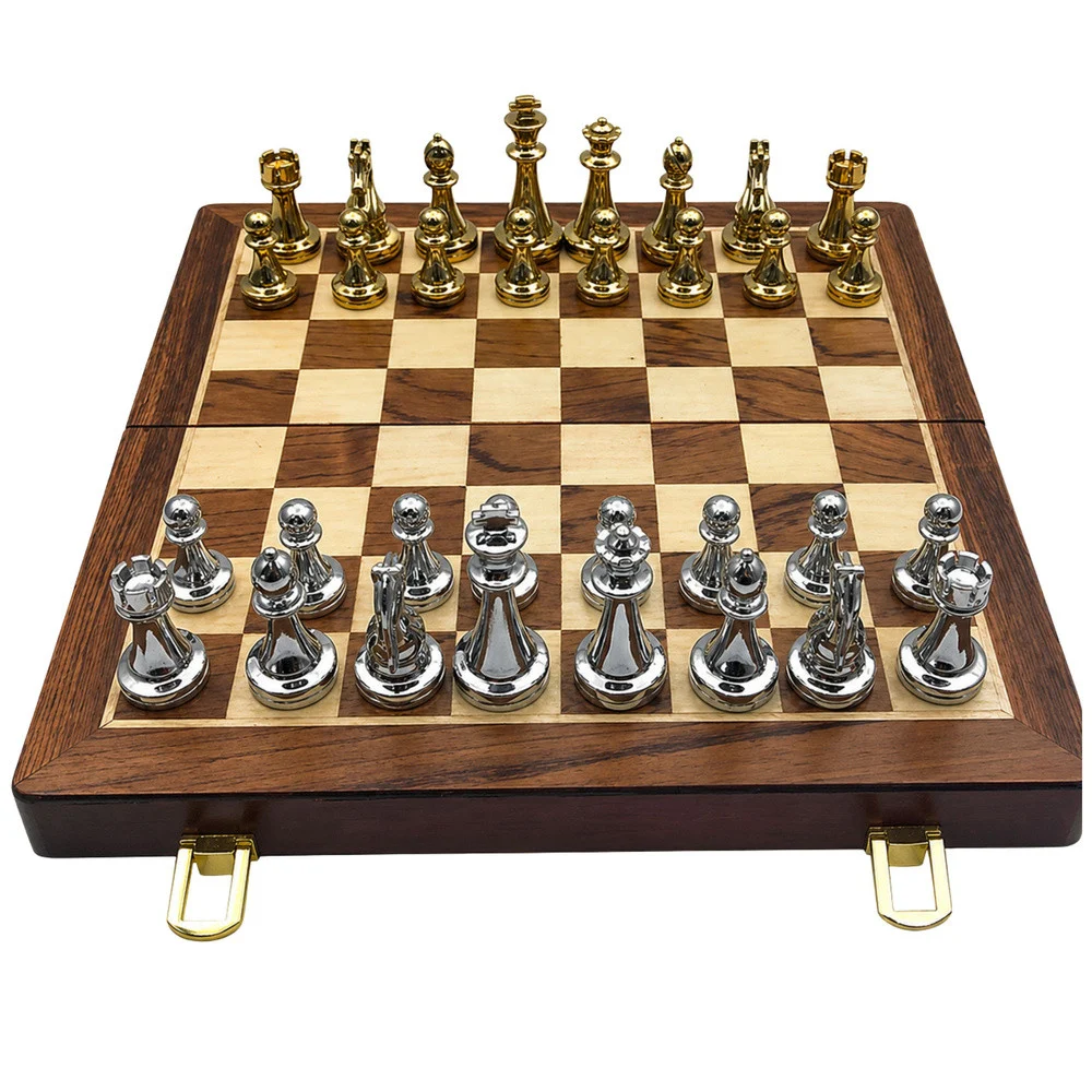 Šahovski set metalnih figura, sklopiva ploča 29,5 cm_2