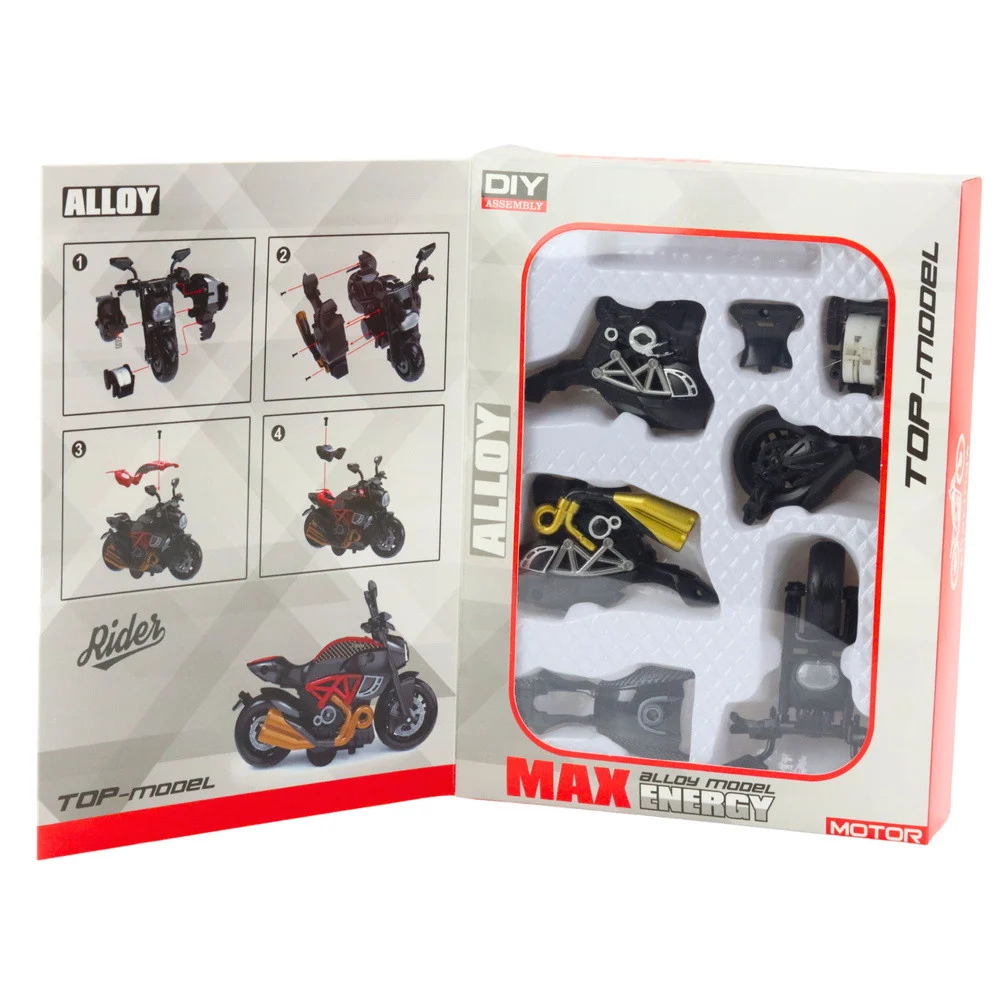 Sastavljanje motocikla od metalnih vijaka 1:14 DIY elementi od crno-zlatnog metala_3