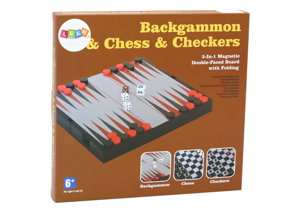 Set društvenih igara 3u1, magnetska ploča, šah dama backgammon_3