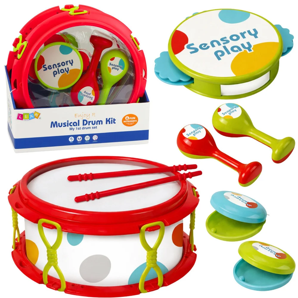 Set glazbenih instrumenata za djecu, bubanj, zvečke, tamburin, 6 kom_1
