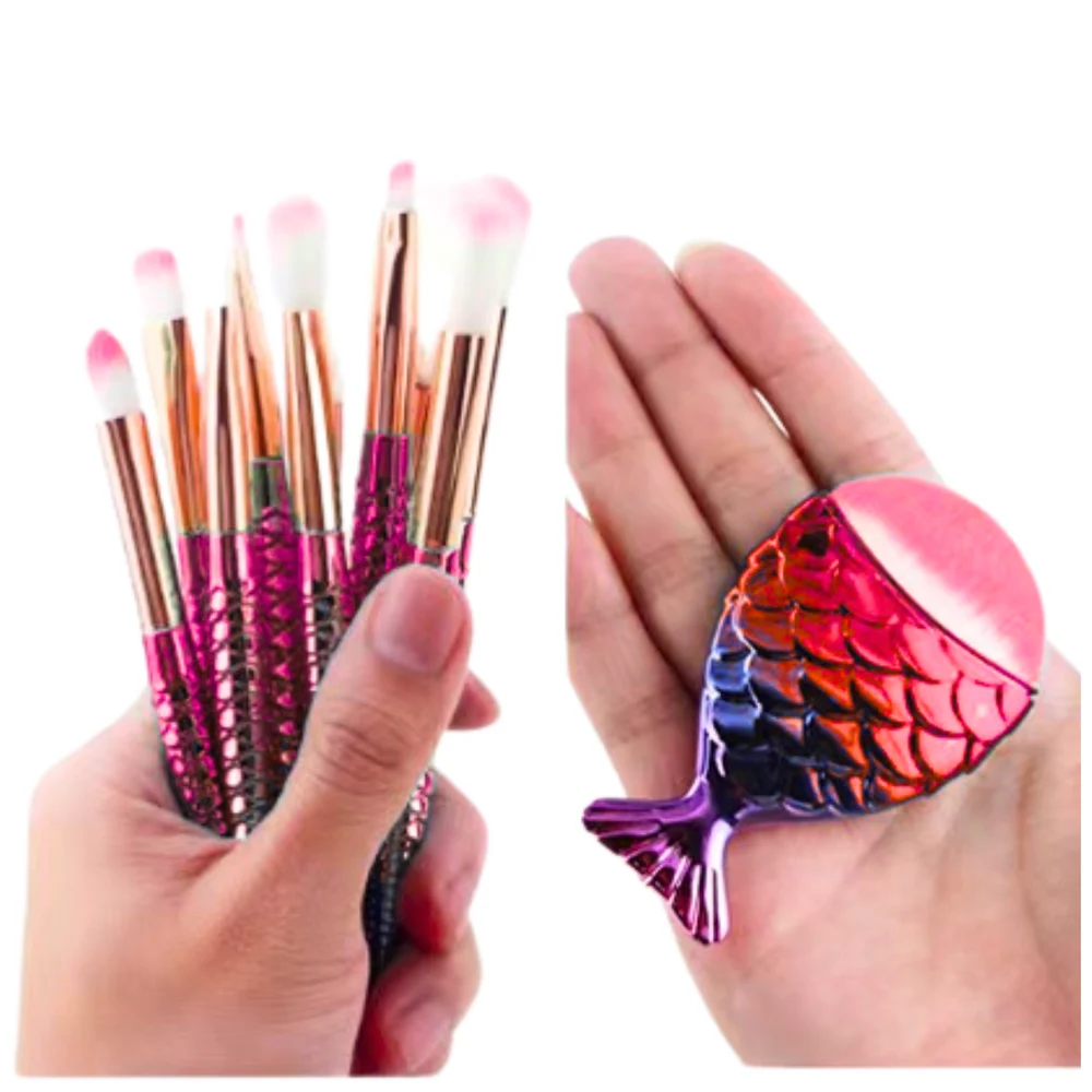 Set kistova za šminkanje s motivom sirene, ljubičasto-ružičasti, 8 komada_3