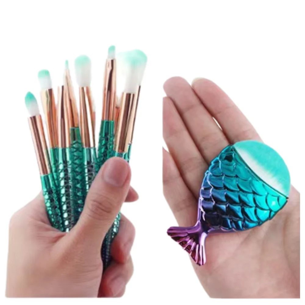 Set kistova za šminkanje s motivom sirene, ljubičasto-zeleni, 8 komada_3