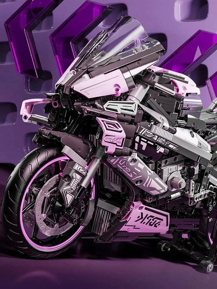 Set kockica ružičasti motocikl trkač, 2066 dijelova_10