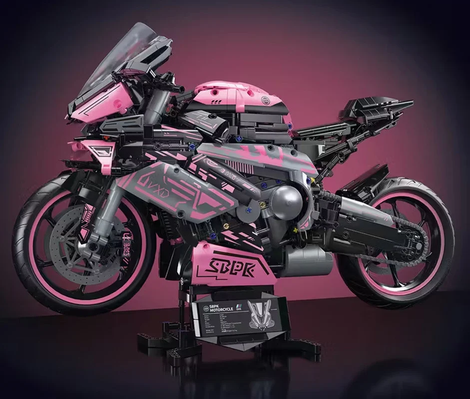 Set kockica ružičasti motocikl trkač, 2066 dijelova_4