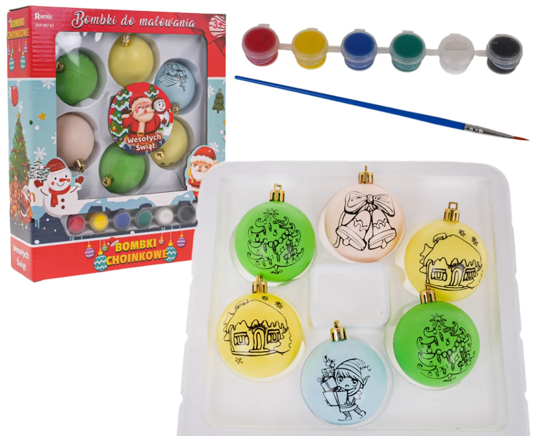 Set kuglica za božićno drvce za oslikavanje Ø 7 cm 6 kom_1