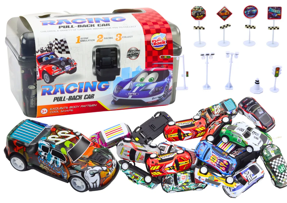 Set mini automobila u koferu, 25 kom., prometni znakovi i ploča_1