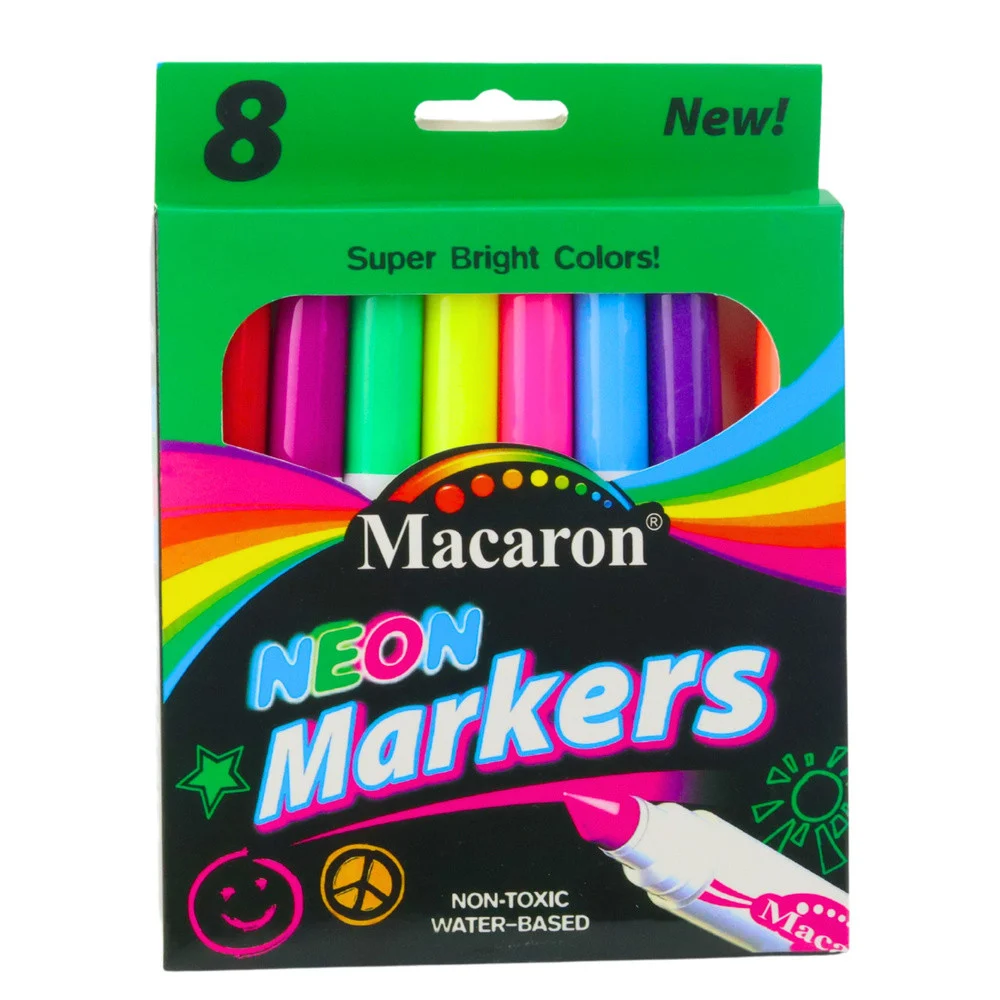 Set neonskih vodenih markera za školu, 8 komada_3