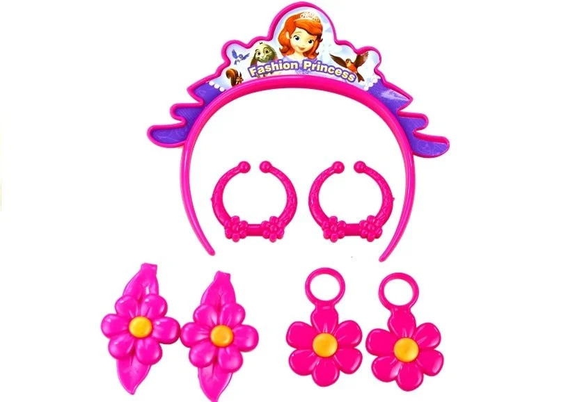 Set princeza u koferu s priborom za kosu, roza_3