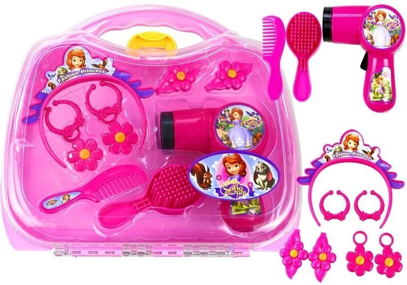 Set princeza u koferu s priborom za kosu, roza_4
