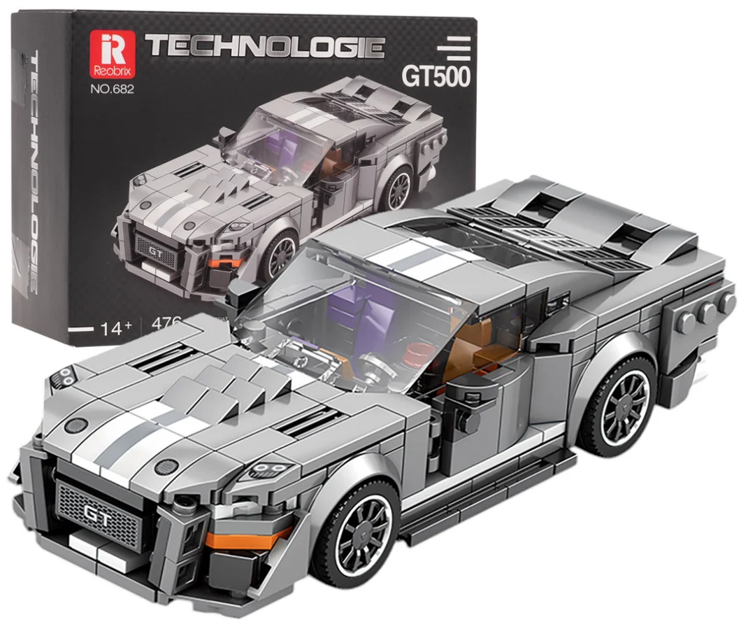Set sivih kockica sportski automobil GT500, 476 dijelova_1