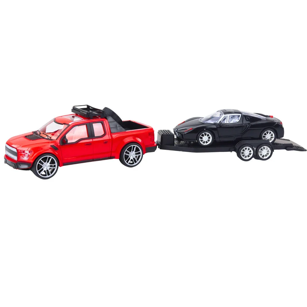 Set terenskog vozila, crveni kamion i crni sportski auto, 59 cm_2