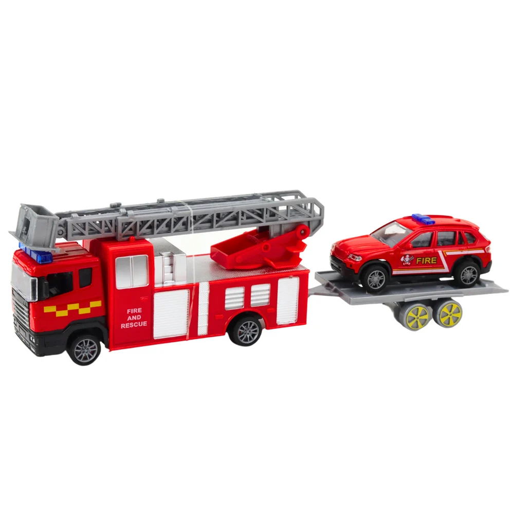 Set vatrogasnih vozila s pogonom na trenje, crveni, 4 komada_2