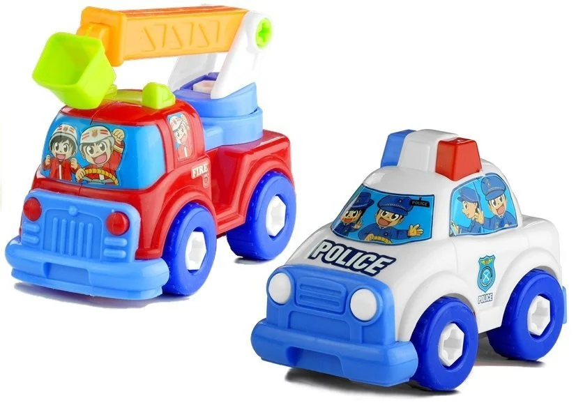 Set vozila policija i vatrogasci s prikolicom, do 70 cm_4