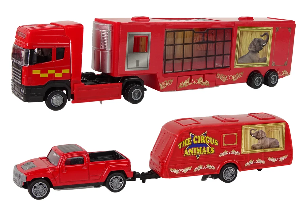 Set vozila za cirkuske životinje, kamion s prikolicom, 32 cm_2