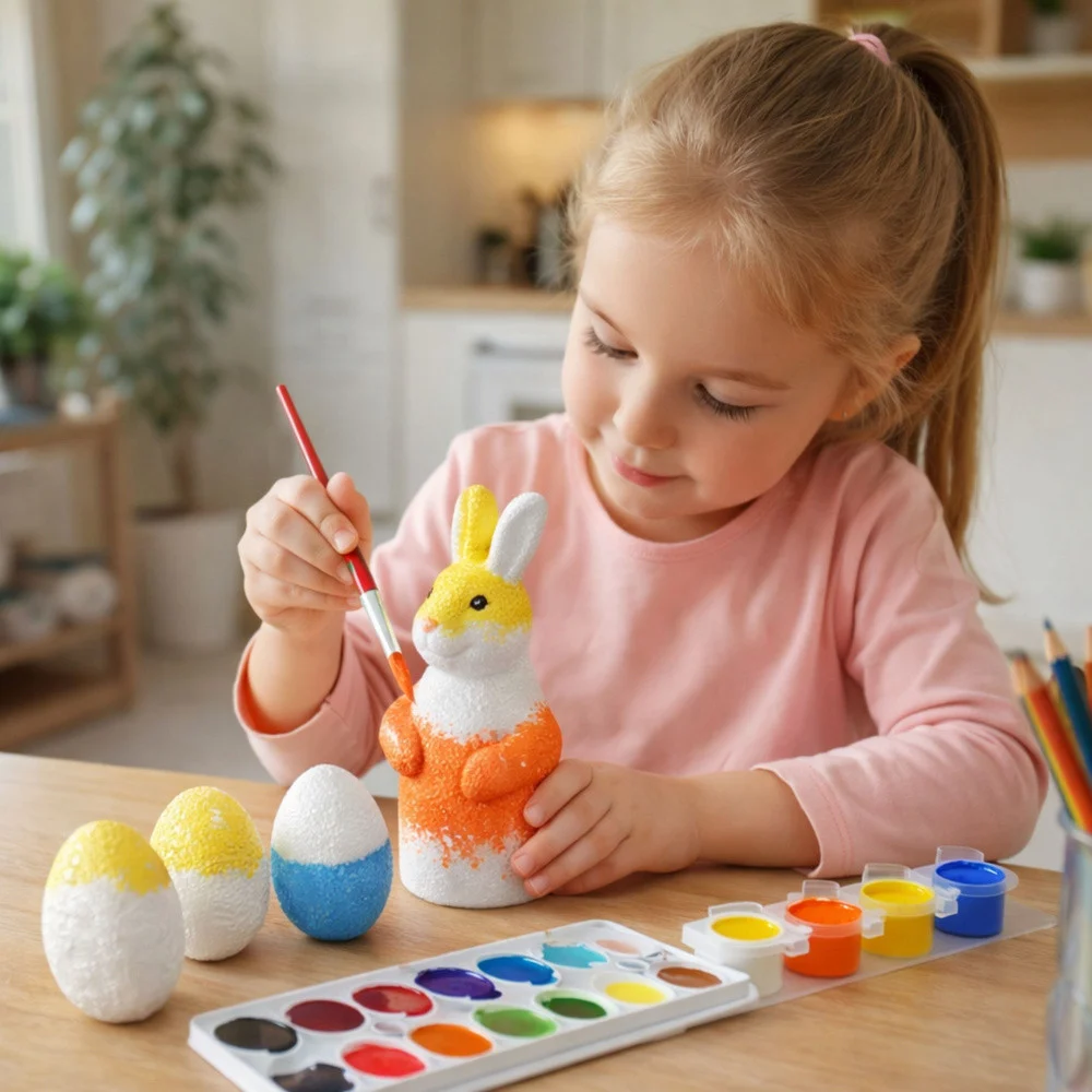 Set za bojanje stiropornih zečića 15 cm i 9 cm s bojama_3