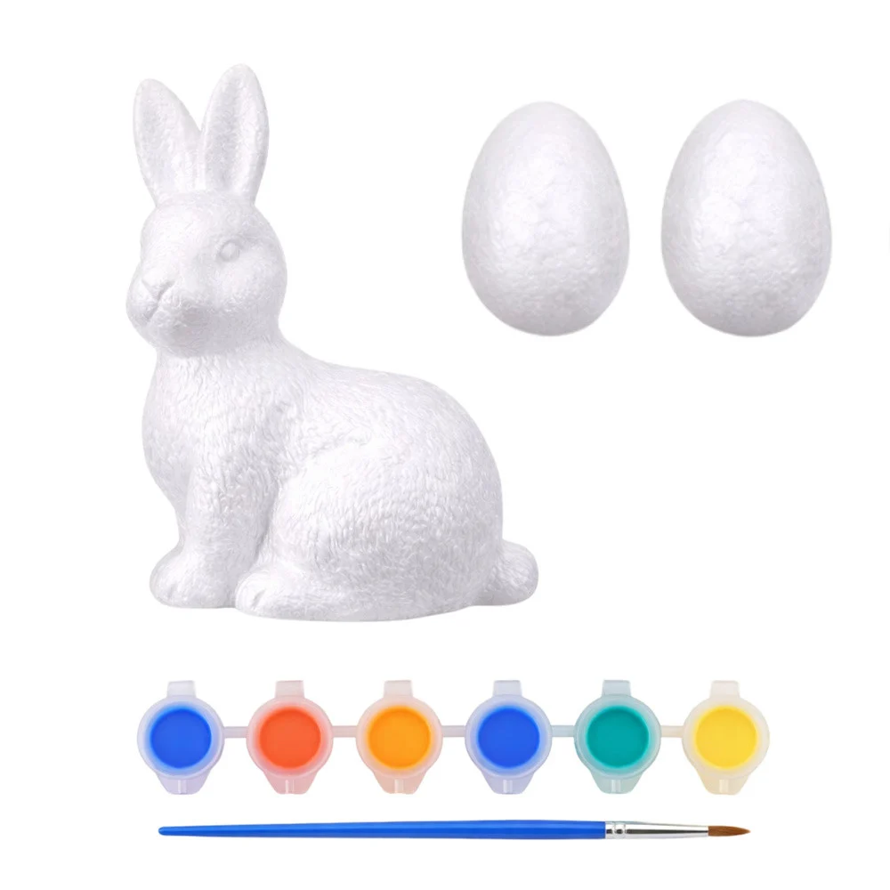 Set za bojanje stiropornog zeca 10 cm i 2 jaja s bojama_4