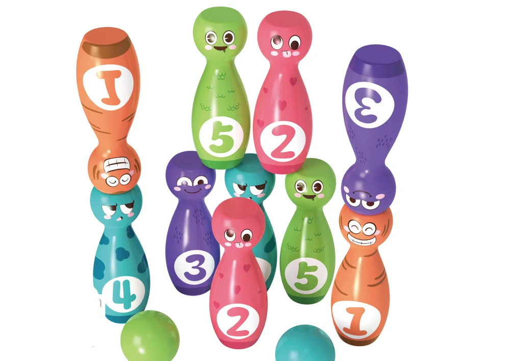 Set za kuglanje, šareni čunjevi s osmijehom, 10 komada_2