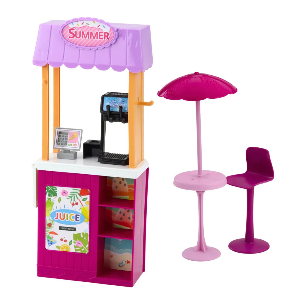 Set za lutke Anlily na plaži s bazenom, palmom i stalkom za piće_3