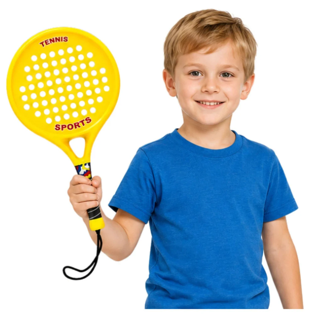 Set za plažni tenis s 2 reketa i loptom od pjene, žuto-bijeli_2