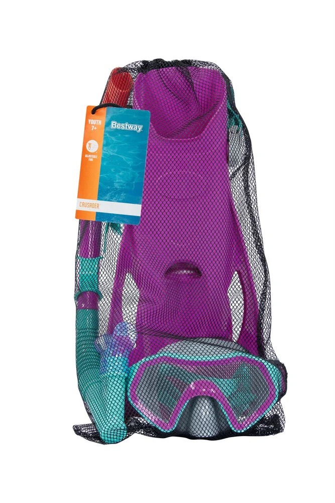 Set za ronjenje Bestway 25046, maska, disalica, peraje, roza_10