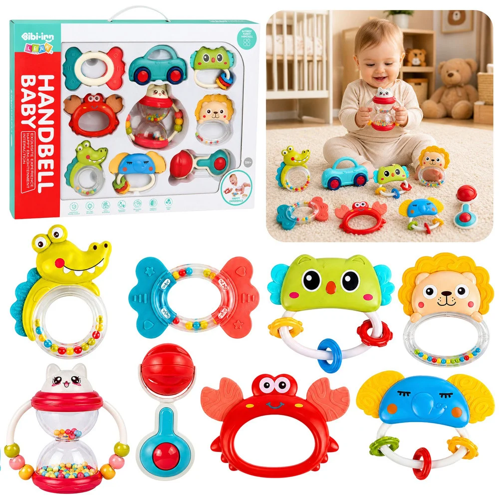 Set zvečki i glodalica za bebe, 9 komada, šareni_1