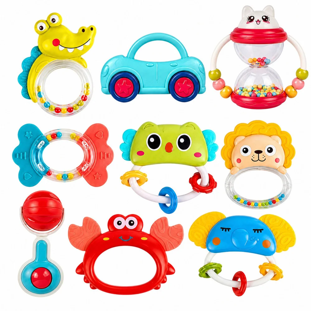 Set zvečki i glodalica za bebe, 9 komada, šareni_2