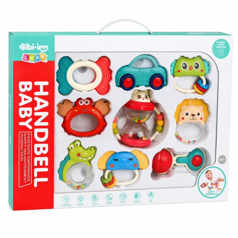 Set zvečki i glodalica za bebe, 9 komada, šareni_4